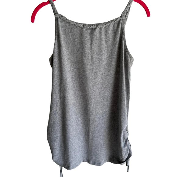 MATILDA‎ JANE Gray Ruched Side Braided Neckline Ladies Casual Tank Top, M - Picture 2 of 8